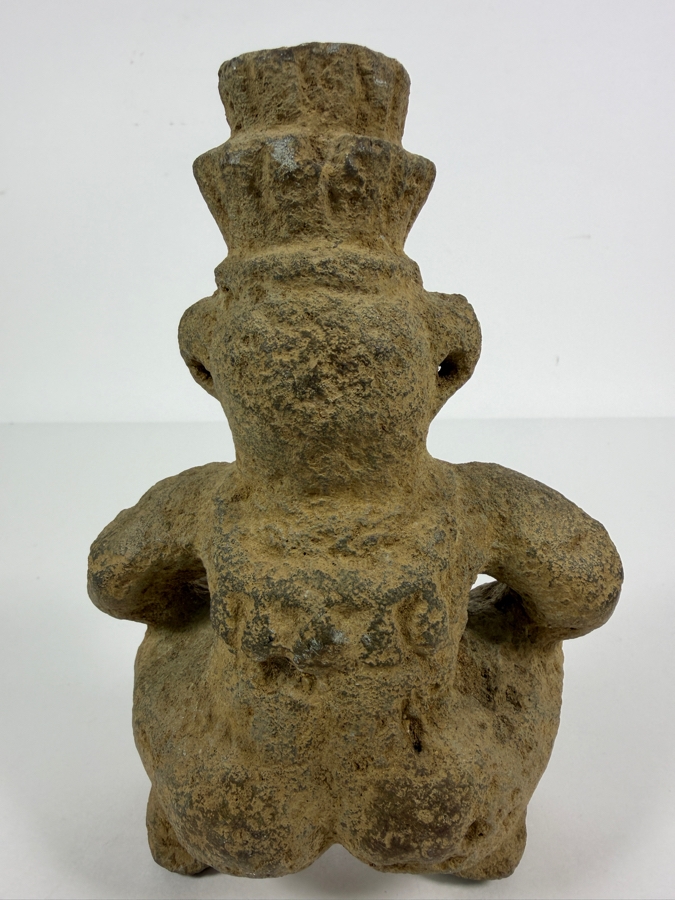 Antique Pre Columbian Costa Rica Atlantic Watershed Volcanic Stone Squatting Anthropomorphic Shaman Sukia Figure 6.5'H [Photo 8]