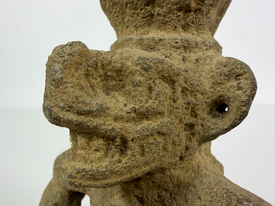 Antique Pre Columbian Costa Rica Atlantic Watershed Volcanic Stone Squatting Anthropomorphic Shaman Sukia Figure 6.5'H [Photo 4]