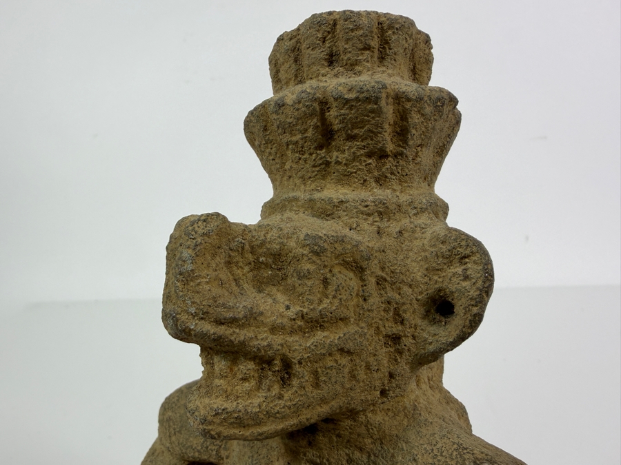 Antique Pre Columbian Costa Rica Atlantic Watershed Volcanic Stone Squatting Anthropomorphic Shaman Sukia Figure 6.5'H [Photo 5]
