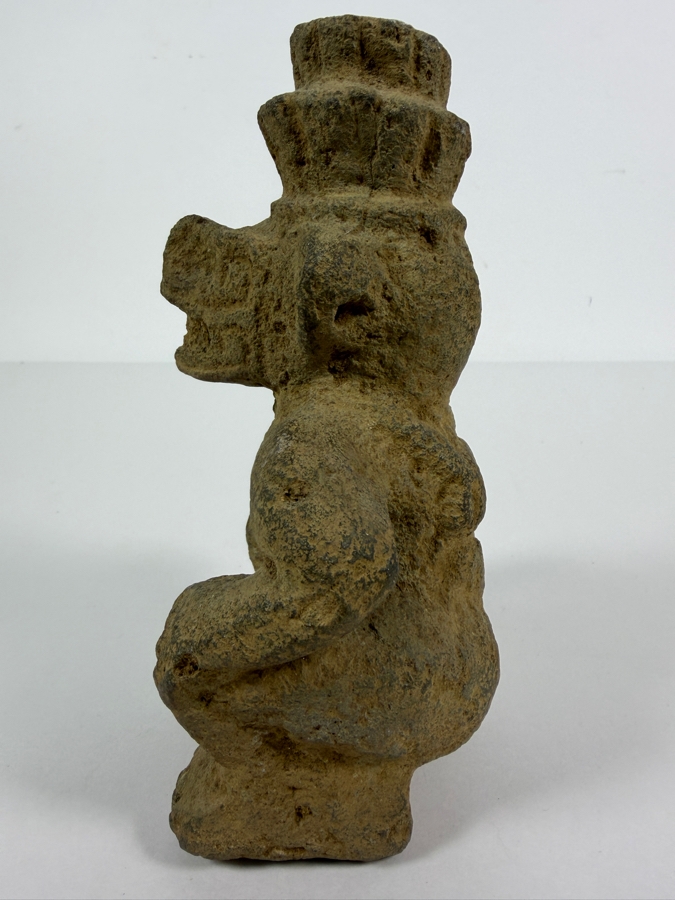 Antique Pre Columbian Costa Rica Atlantic Watershed Volcanic Stone Squatting Anthropomorphic Shaman Sukia Figure 6.5'H [Photo 6]