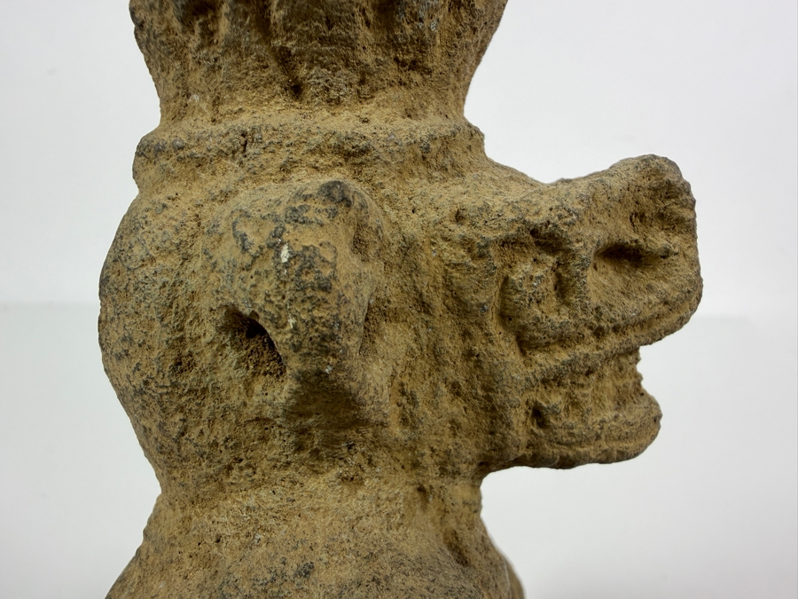 Antique Pre Columbian Costa Rica Atlantic Watershed Volcanic Stone Squatting Anthropomorphic Shaman Sukia Figure 6.5'H [Photo 10]