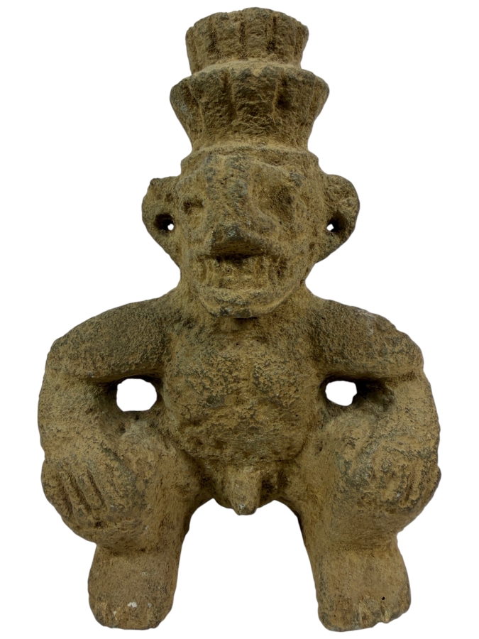Antique Pre Columbian Costa Rica Atlantic Watershed Volcanic Stone Squatting Anthropomorphic Shaman Sukia Figure 6.5'H