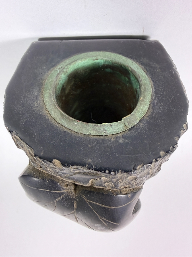 Vintage Carved Asian Wall Pocket Vase from the W. K. Borsum Estate 6.5'L [Photo 3]
