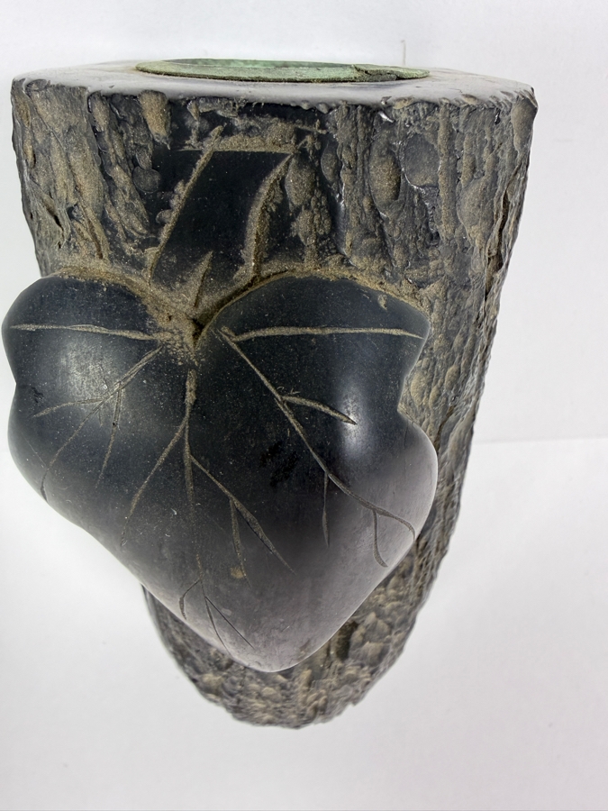 Vintage Carved Asian Wall Pocket Vase from the W. K. Borsum Estate 6.5'L [Photo 2]