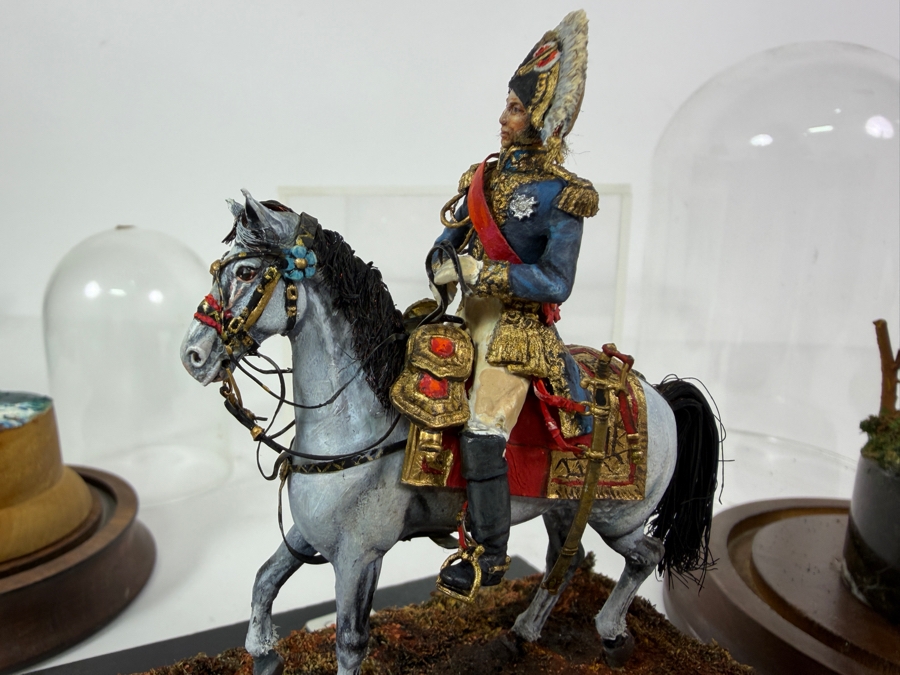 (3) Hand-painted Metal Military Figures With Protective Domes [Photo 6]