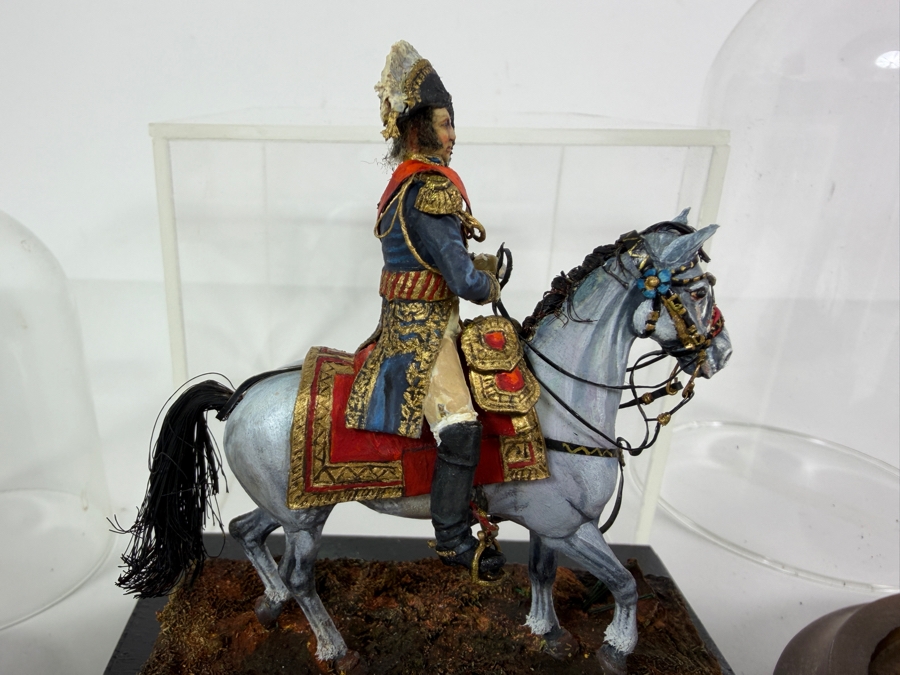 (3) Hand-painted Metal Military Figures With Protective Domes [Photo 2]