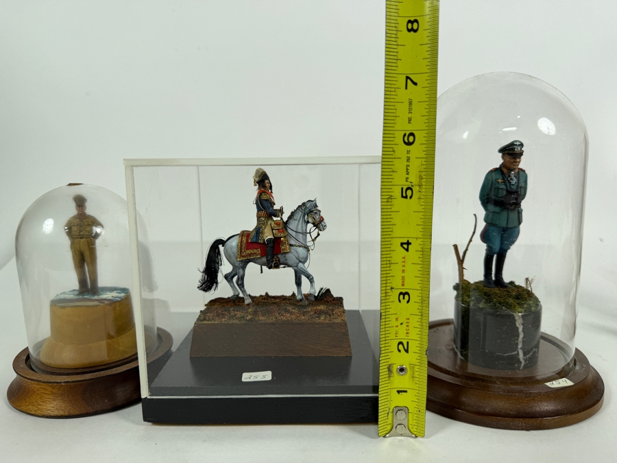 (3) Hand-painted Metal Military Figures With Protective Domes [Photo 14]