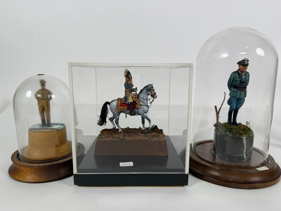 (3) Hand-painted Metal Military Figures With Protective Domes [Photo 13]
