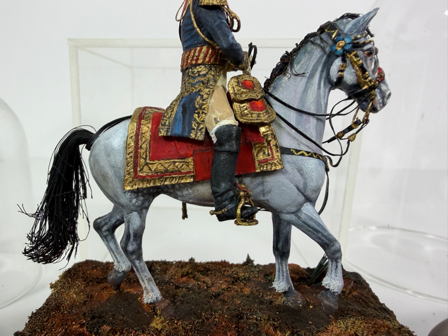 (3) Hand-painted Metal Military Figures With Protective Domes [Photo 3]