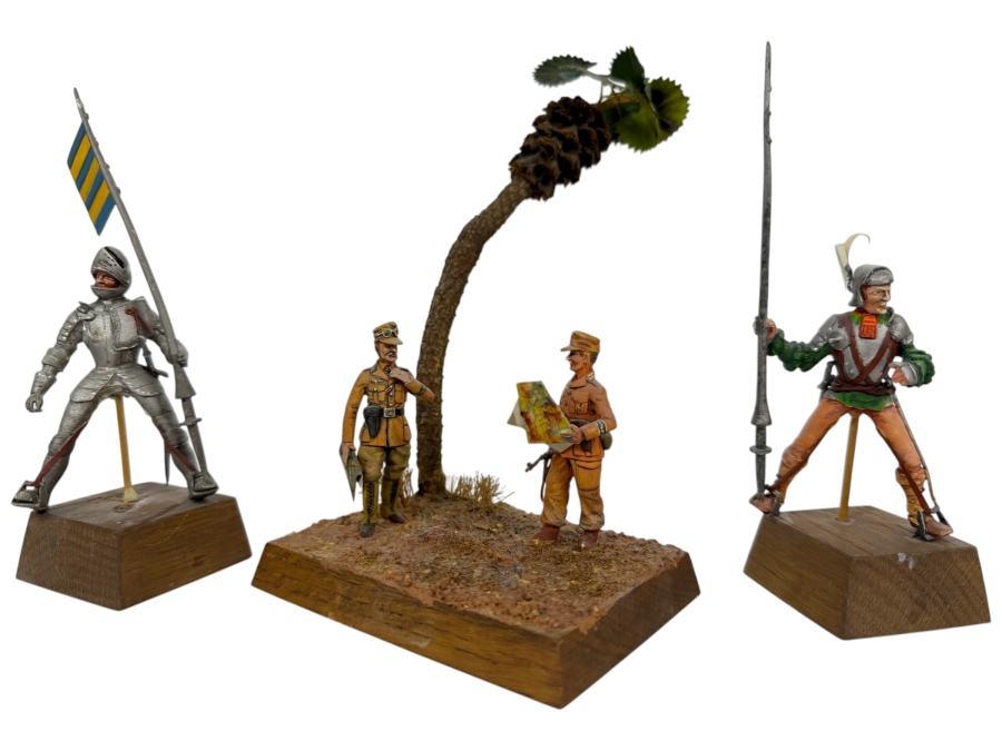 (3) Hand-painted Metal Military Figures Models