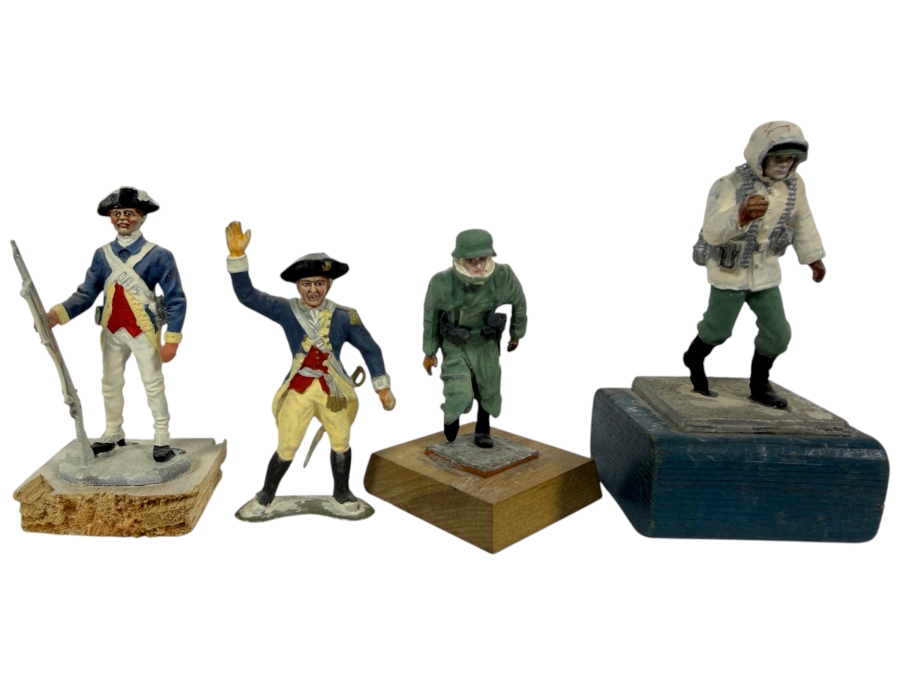 Collection of (4) Hand-painted Metal Military Figures