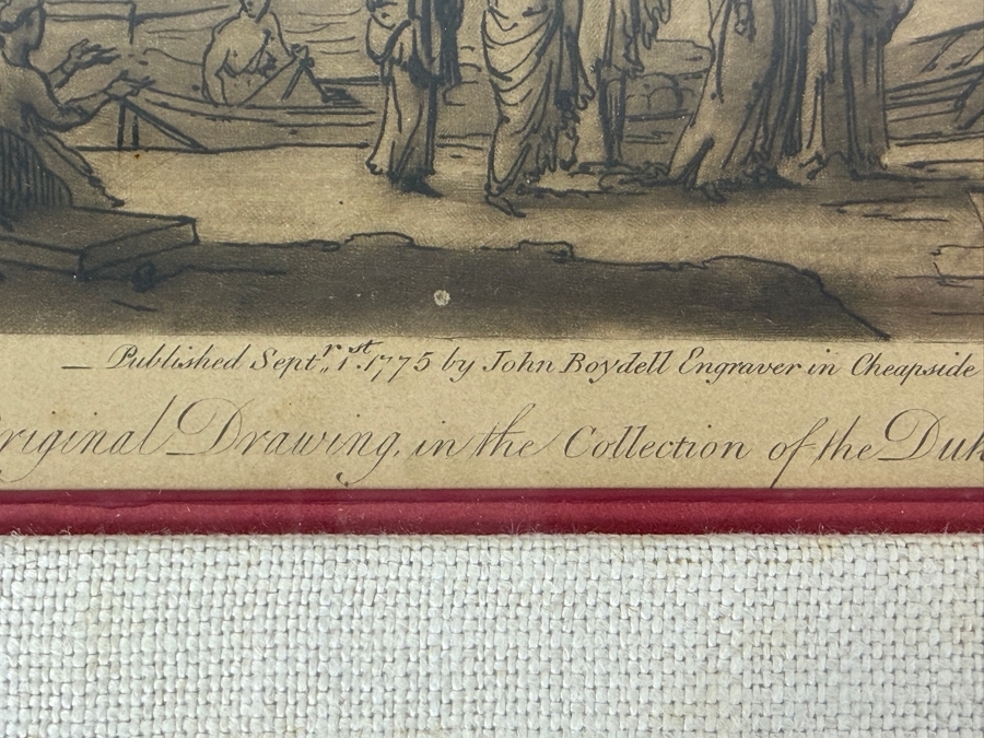 Antique Etching and Mezzotint Print Titled 'Harbour View with Embarkation of Saint Paula' Engraved by Richard Earlom After a Drawing by Claude Lorrain Published in 1775 10 X 8 Framed 18.5 X 14.5 [Photo 8]