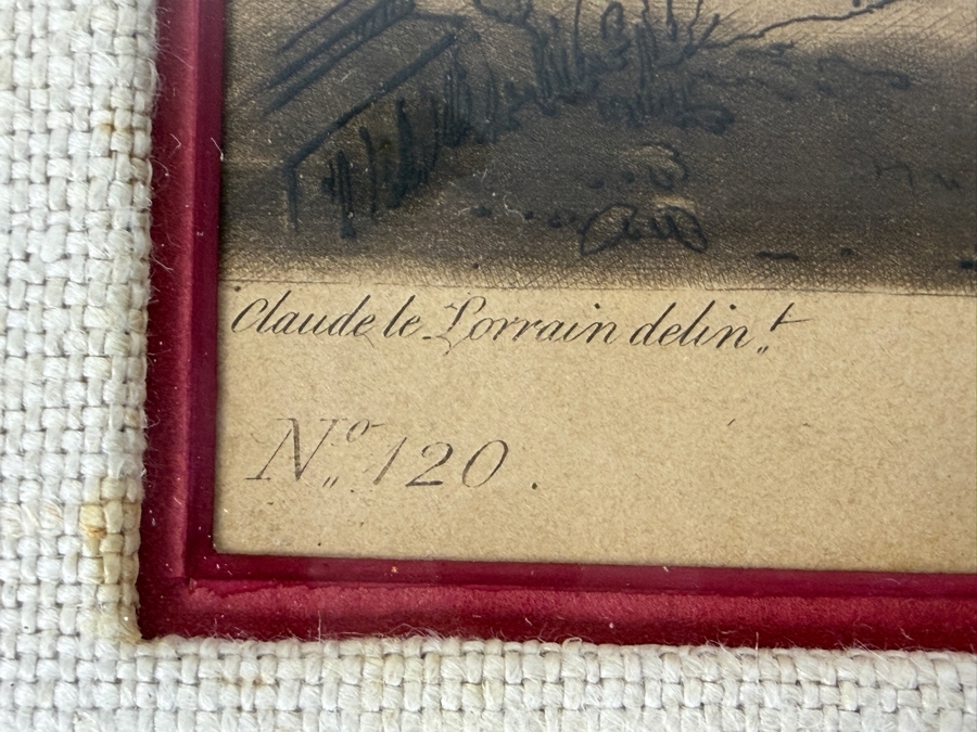 Antique Etching and Mezzotint Print Titled 'Harbour View with Embarkation of Saint Paula' Engraved by Richard Earlom After a Drawing by Claude Lorrain Published in 1775 10 X 8 Framed 18.5 X 14.5 [Photo 12]