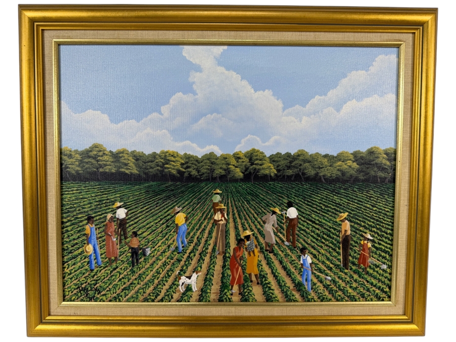 Polly M. Original American Louisiana Folk Art Painting on Canvas 18 X 13.5 Framed 22 X 18