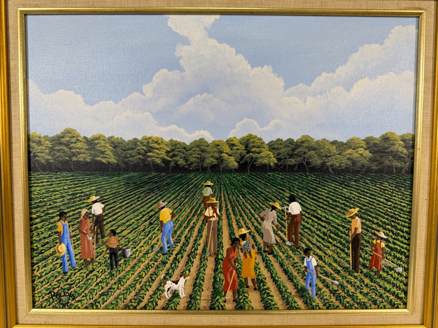 Polly M. Original American Louisiana Folk Art Painting on Canvas 18 X 13.5 Framed 22 X 18 [Photo 2]