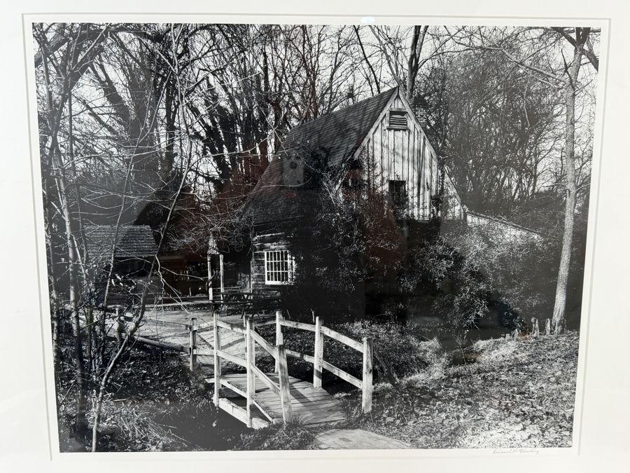 Richard 'Dick' Keesling B&W Photograph Titled 'Old Log Cabin Wooden Footbridge' Signed Richard Keesling 20 X 16 Framed 26 X 22 [Photo 2]