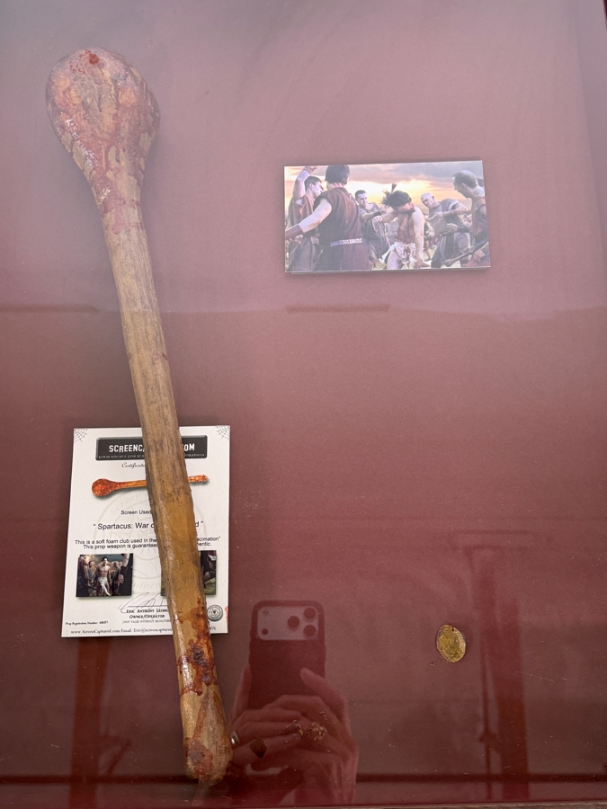 Screen Used Movie Prop Club Used In Filming Spartacus: War Of The Damned With Cert Shadowbox Framed 19.5W X 24.5H X 3D [Photo 3]