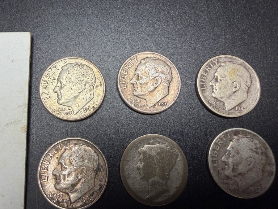 (9) US Silver Roosevelt Dimes and (2) US Silver Mercury Dimes [Photo 5]