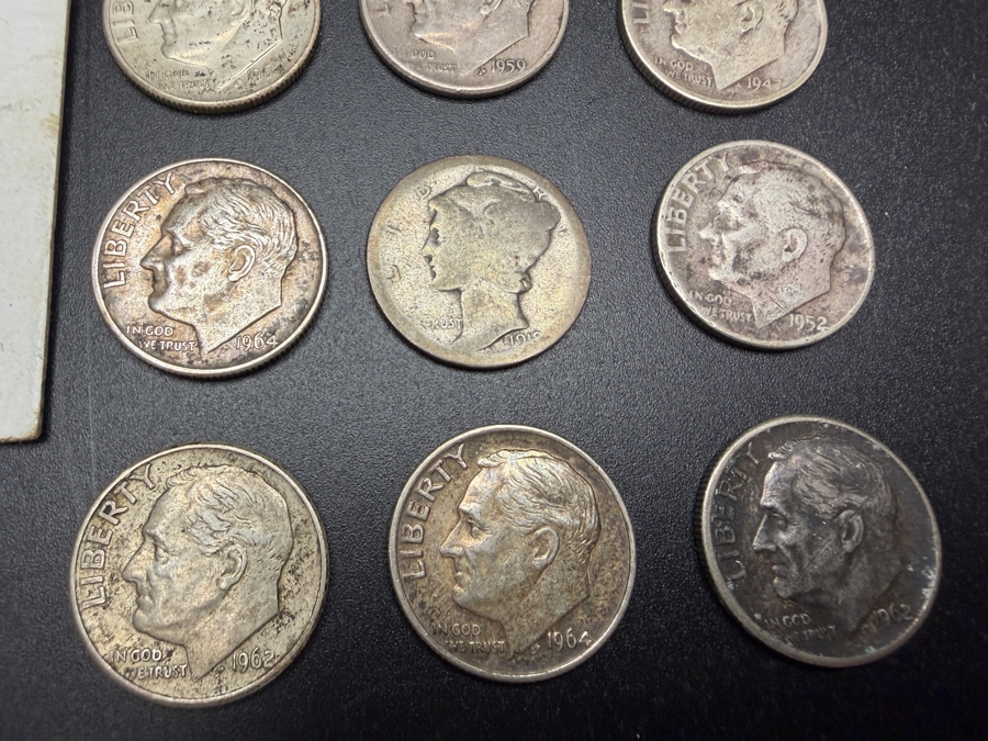 (9) US Silver Roosevelt Dimes and (2) US Silver Mercury Dimes [Photo 4]