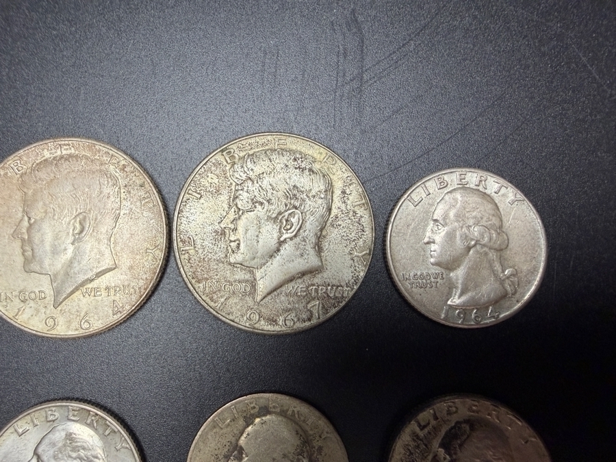 (10) US Silver Washington Quarters and (2) US Silver Kennedy Half Dollars [Photo 5]