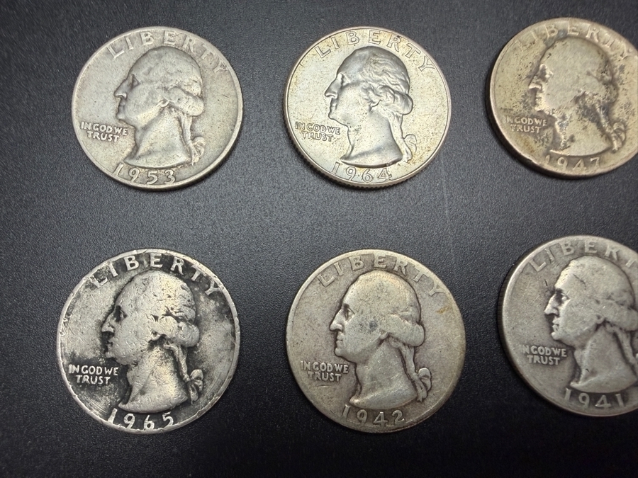 (10) US Silver Washington Quarters and (2) US Silver Kennedy Half Dollars [Photo 2]