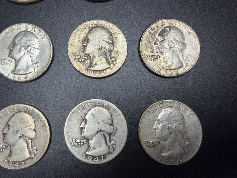 (10) US Silver Washington Quarters and (2) US Silver Kennedy Half Dollars [Photo 3]