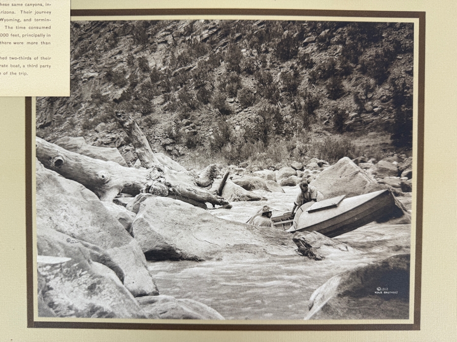 Vintage Kolb Brothers Photogravure Print Dated 1912 Titled 'Hell's Half Mile' When Major Powell And Party Were On Their Expedition Through The Green And Colorado River Canyons In 1869-1872 10' X 8' [Photo 2]