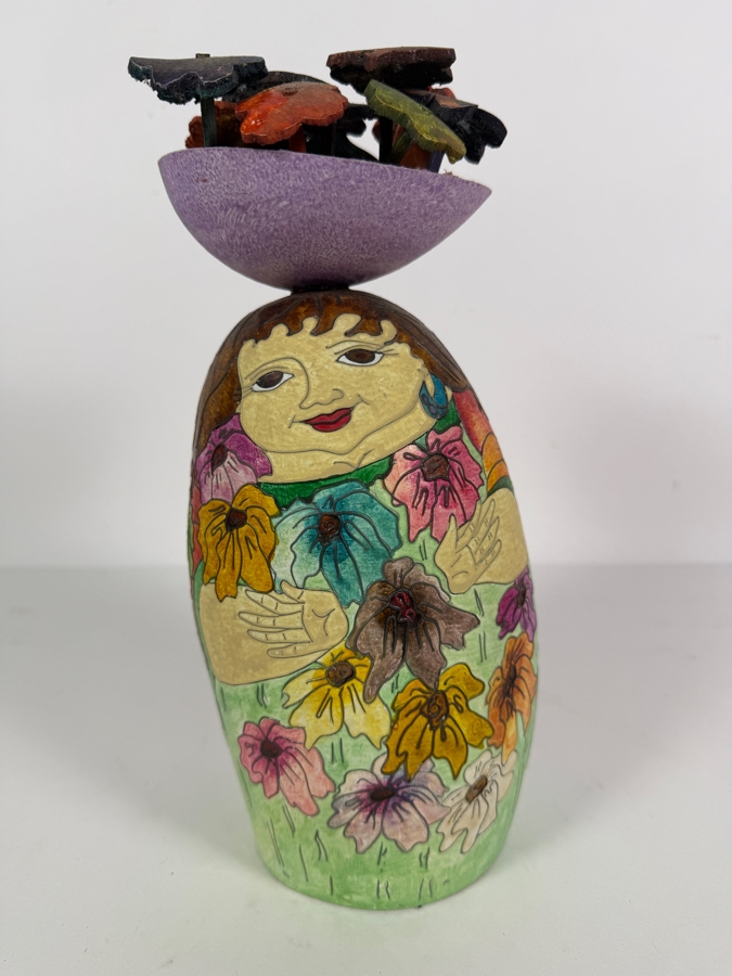 Columbian Handmade Decorative Gourd Art by Tarrali 11.5'H [Photo 3]