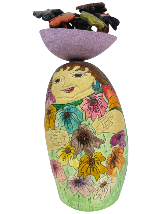 Columbian Handmade Decorative Gourd Art by Tarrali 11.5'H