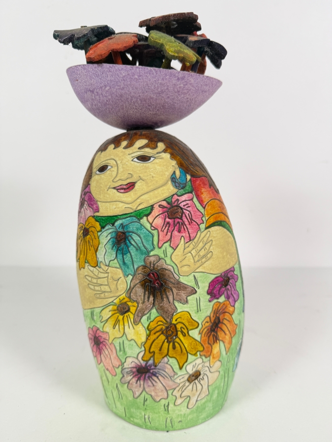 Columbian Handmade Decorative Gourd Art by Tarrali 11.5'H [Photo 2]