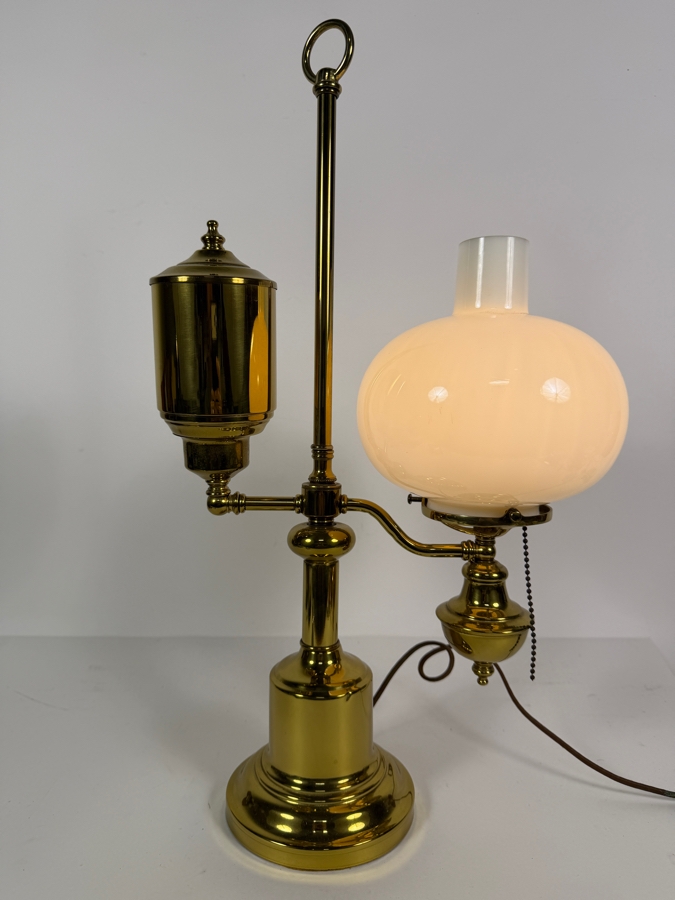 Electrified Victorian Kerosene Student Desk Lamp 21.5H [Photo 3]