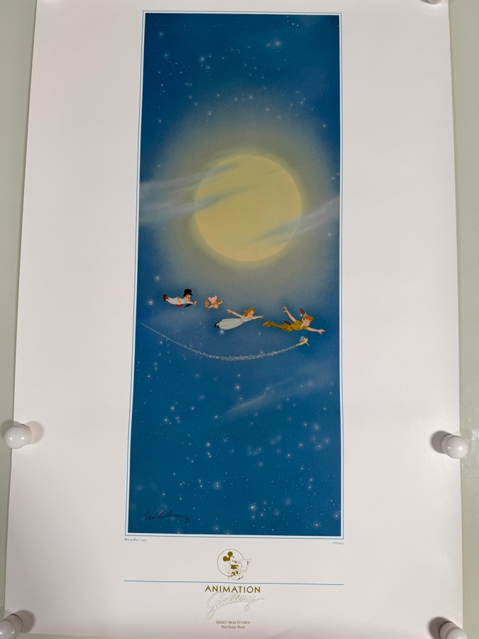 Signed Ken Anderson Vintage Peter Pan Poster Originally Sold at the Animation Gallery in Disney-MGM Studios 24 X 36 [Photo 2]