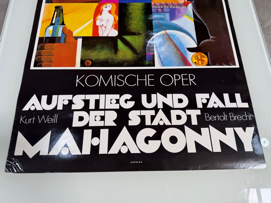 Vintage 1988 German Komische Oper Poster for the Opera Aufstieg und Fall der Stadt Mahagonny 26 X 37 [Photo 3]