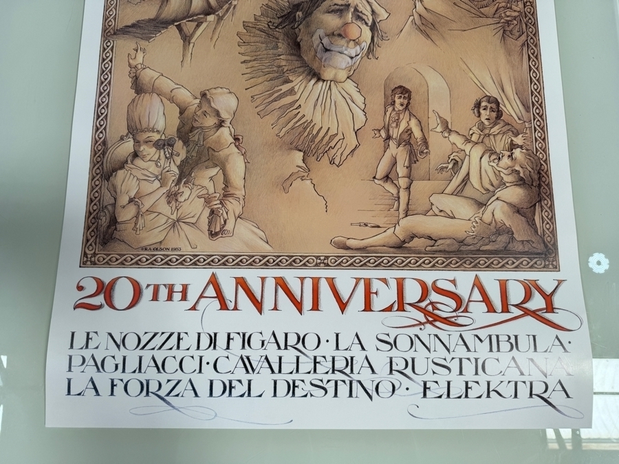Rare 1983 Poster by Artist R.A. Olson for the Seattle Opera's 20th Anniversary Season 24 X 36 [Photo 4]