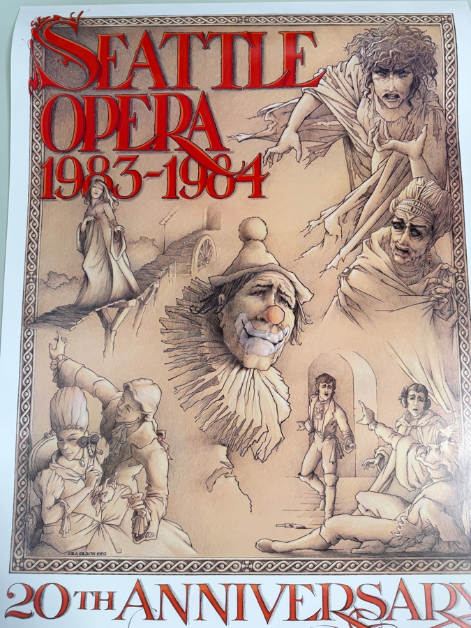 Rare 1983 Poster by Artist R.A. Olson for the Seattle Opera's 20th Anniversary Season 24 X 36 [Photo 2]