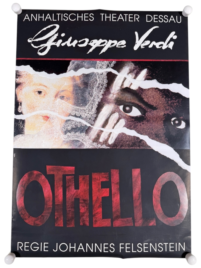 Original German Opera Poster Othello Giuseppe Verdi Anhaltisches Theater Dessau Regie Johannes Felsenstein 25 X 34.5 Estimate $200