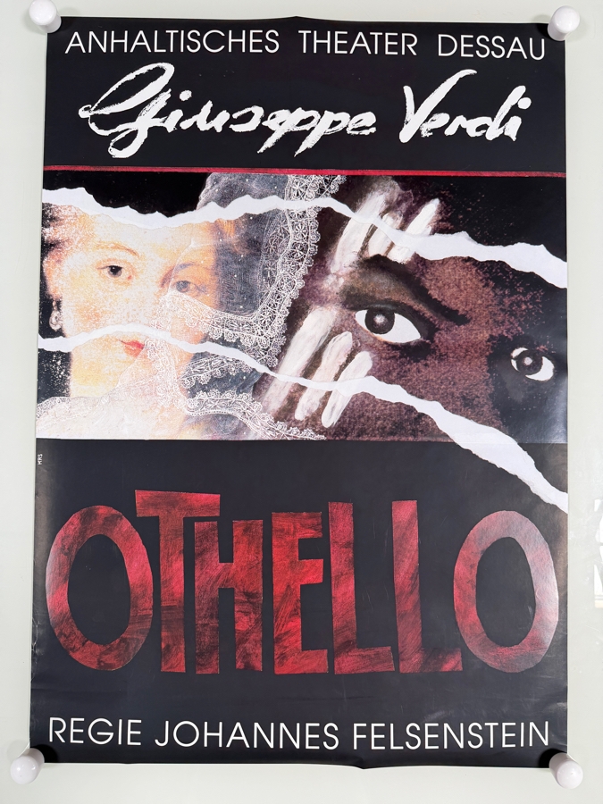 Original German Opera Poster Othello Giuseppe Verdi Anhaltisches Theater Dessau Regie Johannes Felsenstein 25 X 34.5 Estimate $200 [Photo 2]