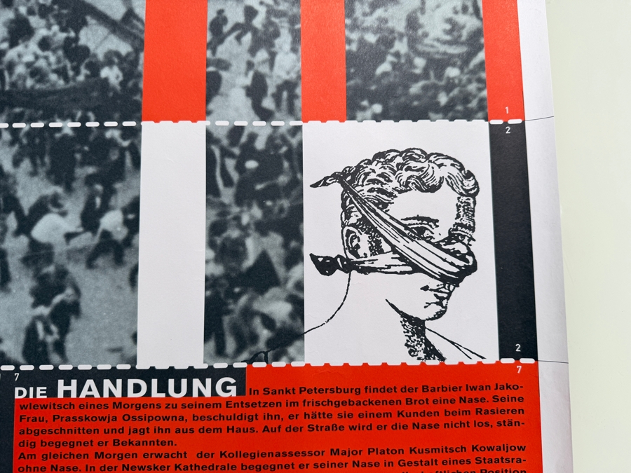 Vintage 1997 German Opera Poster for Shostakovich's Opera 'Die Nase' at the Leipzig Opera 39.5 X 27.5 [Photo 2]