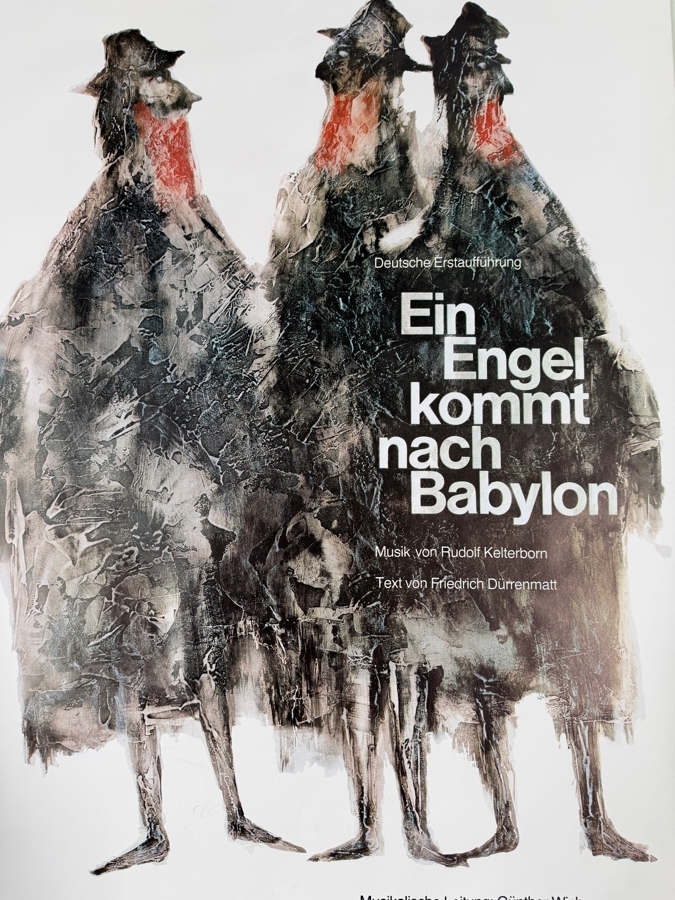 Vintage Theatrical Poster for the Deutsche Erstaufführung (German Premiere) of 'Ein Engel Kommt Nach Babylon' by Friedrich Durrenmatt 23 X 33 [Photo 2]