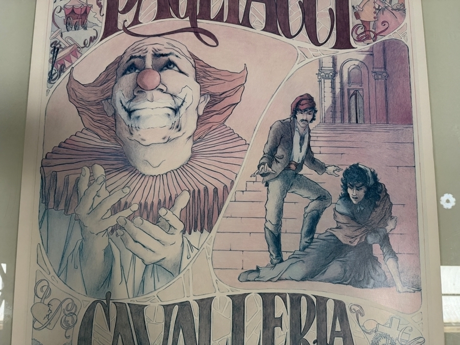 Vintage Poster for a Seattle Opera Production of Pagliacci and Cavalleria Rusticana Illustrated by Artist Harold Laxton 24 X 36 [Photo 2]