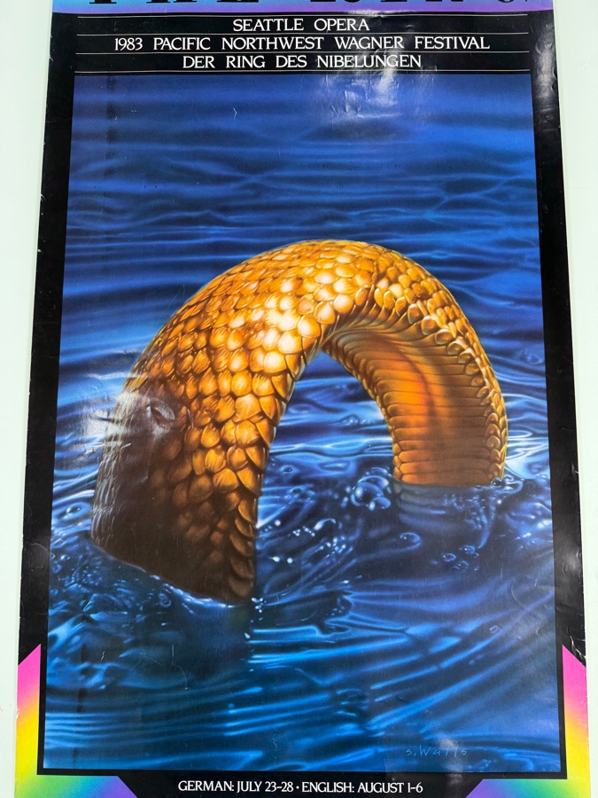 Vintage 1983 Poster from the Seattle Opera for the Pacific Northwest Wagner Festival Performance of Der Ring des Nibelungen 19 X 35.5 [Photo 2]