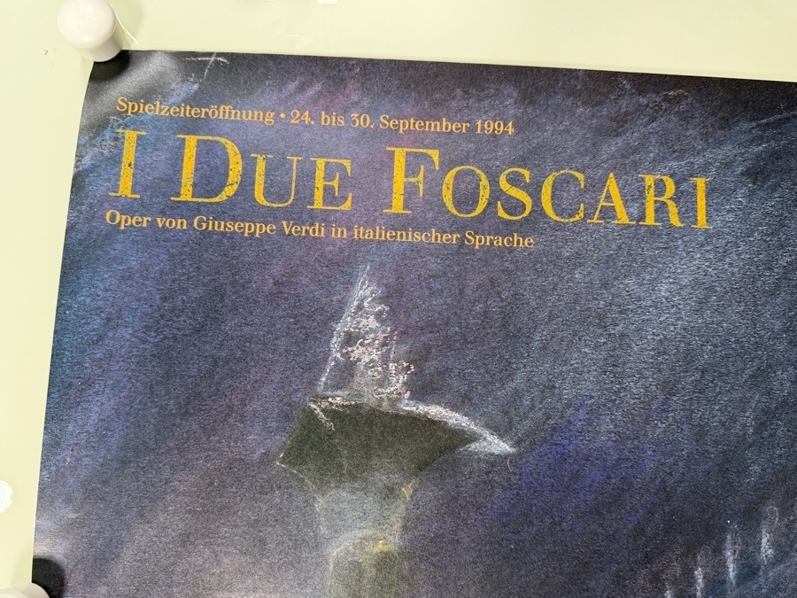 Vintage 1994 Poster for the Production of Giuseppe Verdi's Opera I Due Foscari in Ludwigshafen, Germany 33 X 23.5 [Photo 2]