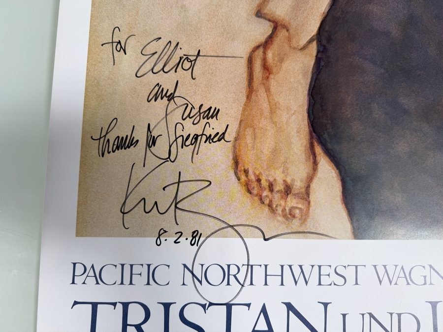 Vintage 1981 David Kreitzer Artist Signed Poster for the Pacific Northwest Wagner Festival's Production Tristan und Isolde 17.5 X 38.5 [Photo 4]