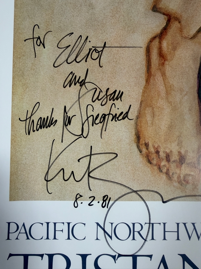 Vintage 1981 David Kreitzer Artist Signed Poster for the Pacific Northwest Wagner Festival's Production Tristan und Isolde 17.5 X 38.5 [Photo 5]