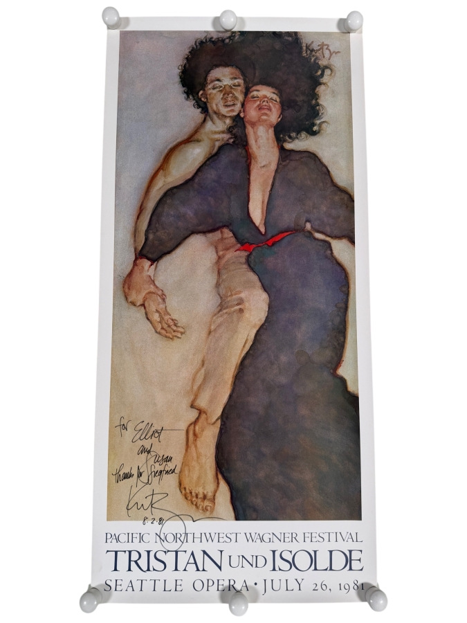 Vintage 1981 David Kreitzer Artist Signed Poster for the Pacific Northwest Wagner Festival's Production Tristan und Isolde 17.5 X 38.5