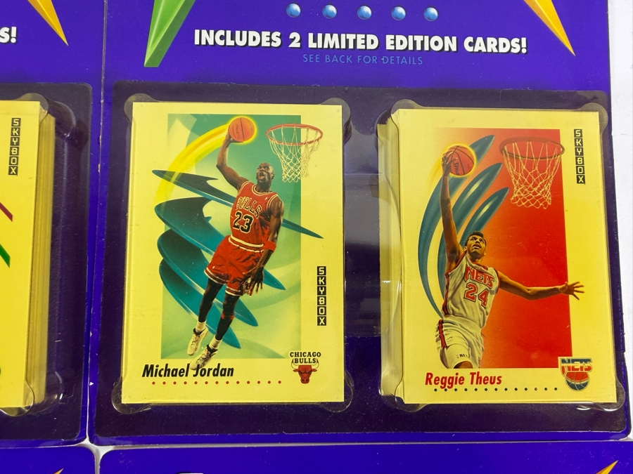 (8) Vintage 1991-92 Factory Sealed Blister Packs Of SkyBox NBA Basketball Cards - 496 Cards Total Featuring Michael Jordan [Photo 2]