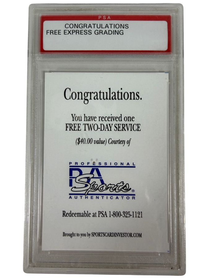 PSA Professional Sports Authenticator Voucher Card for a Free Express Grading