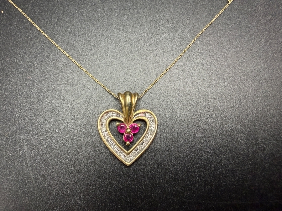 10k Gold Diamond Pendant with 10k Gold 18' Chain Necklace 2.2g [Photo 4]