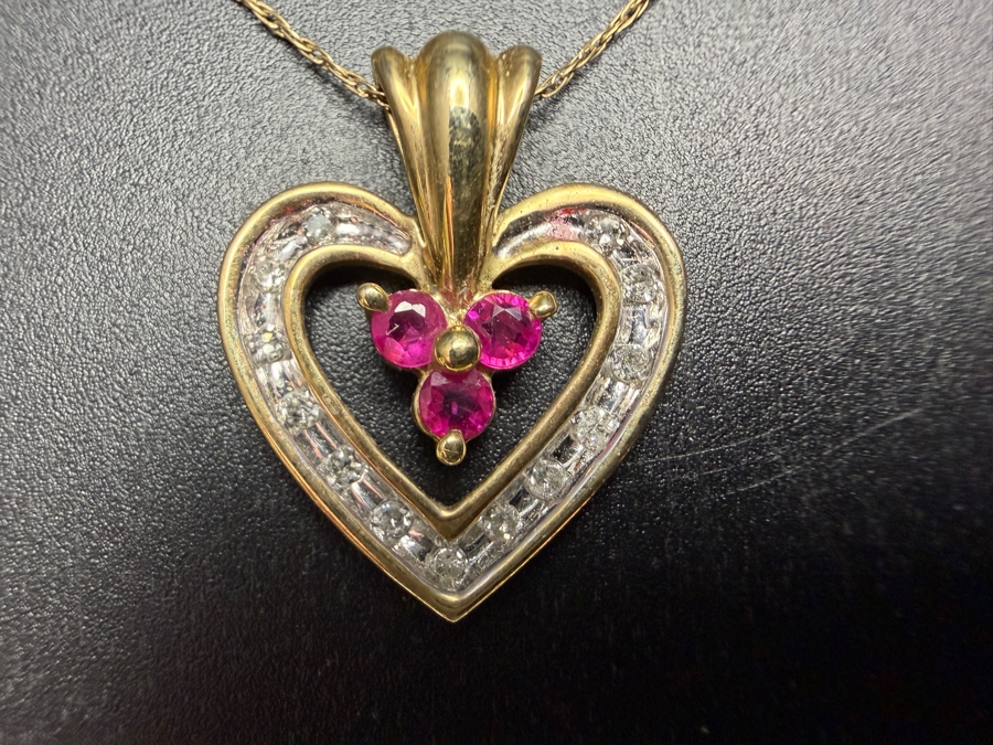 10k Gold Diamond Pendant with 10k Gold 18' Chain Necklace 2.2g [Photo 3]