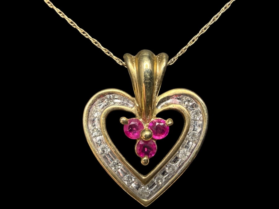 10k Gold Diamond Pendant with 10k Gold 18' Chain Necklace 2.2g